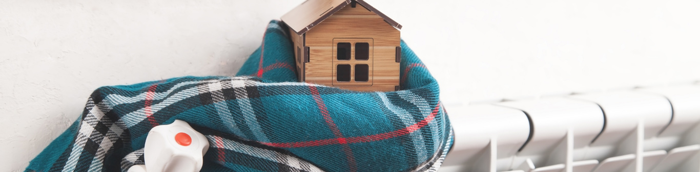 House Wrapped in Plaid Blanket On Radiator in Western North Carolina House Wrapped in Plaid Blanket On Radiator in Western North Carolina